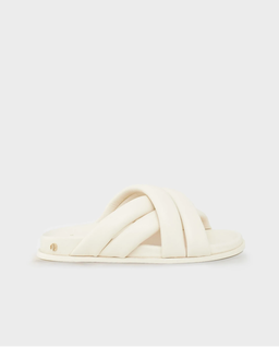 Beżowe klapki ze skóry - Image #0