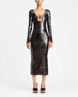 Ciemnobrązowa sukienka z cekinami Solaria - Image #0