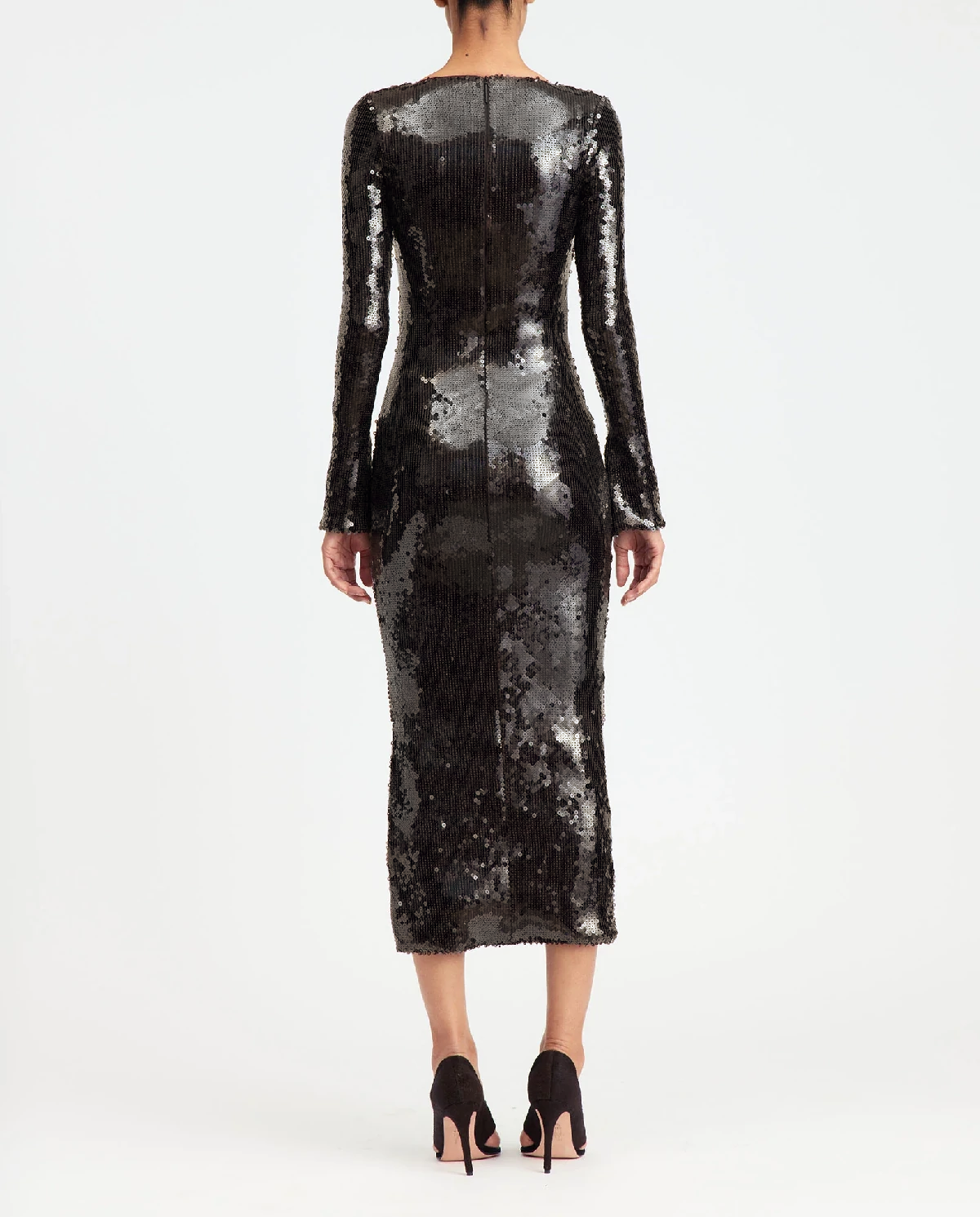 Ciemnobrązowa sukienka z cekinami Solaria - Image #3