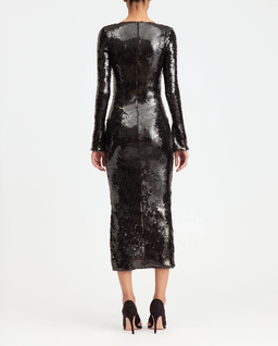 Ciemnobrązowa sukienka z cekinami Solaria - Image #3