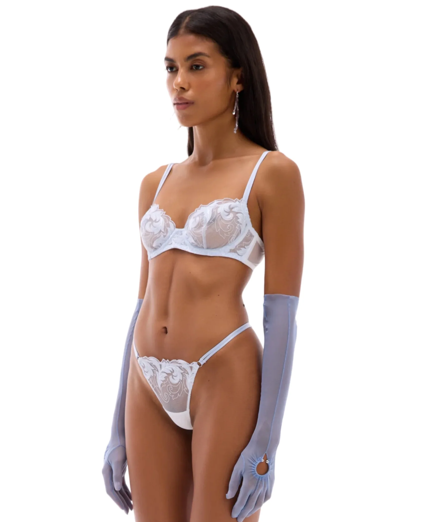 Błękitny biustonosz z koronki Eira - Image #4