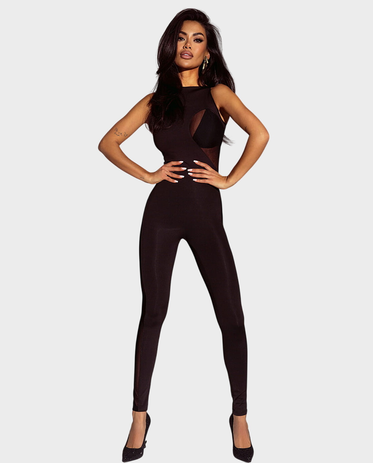 Czarny kombinezon z siateczką #123