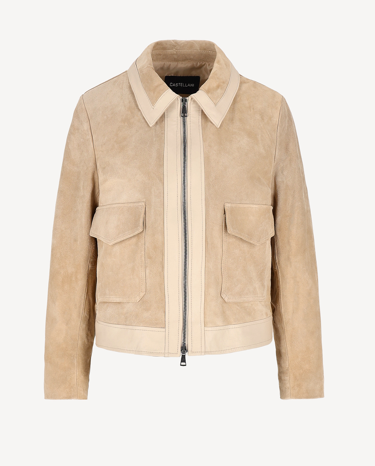 Beżowa ramoneska z zamszu Rocco