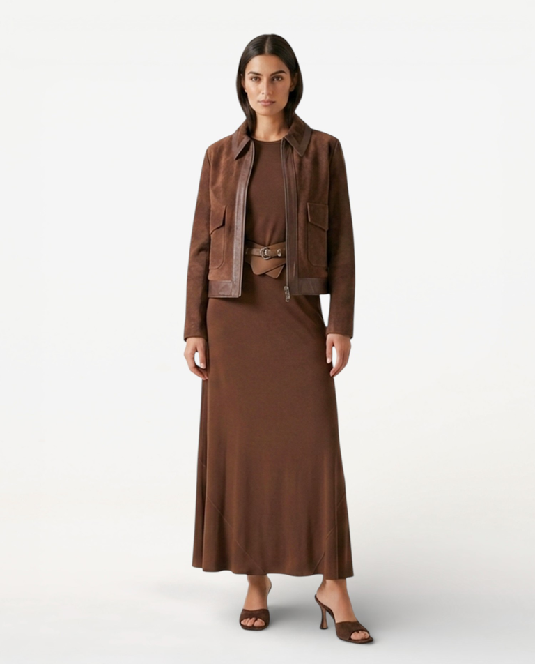 Brązowa ramoneska z zamszu Rocco - Image #3