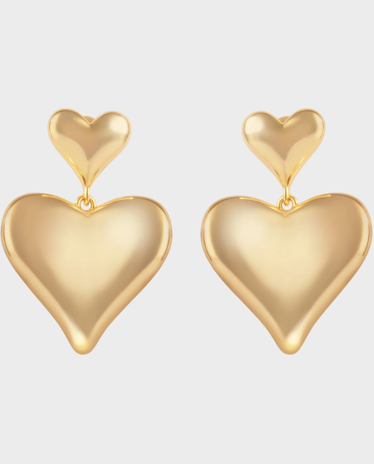 Kolczyki z podwójnym sercem ADORE GOLD