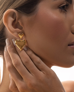Kolczyki z podwójnym sercem ADORE GOLD - Image #1