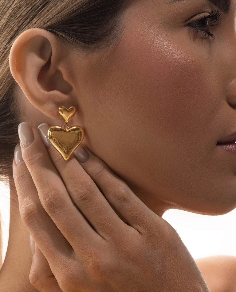 Kolczyki z podwójnym sercem ADORE GOLD