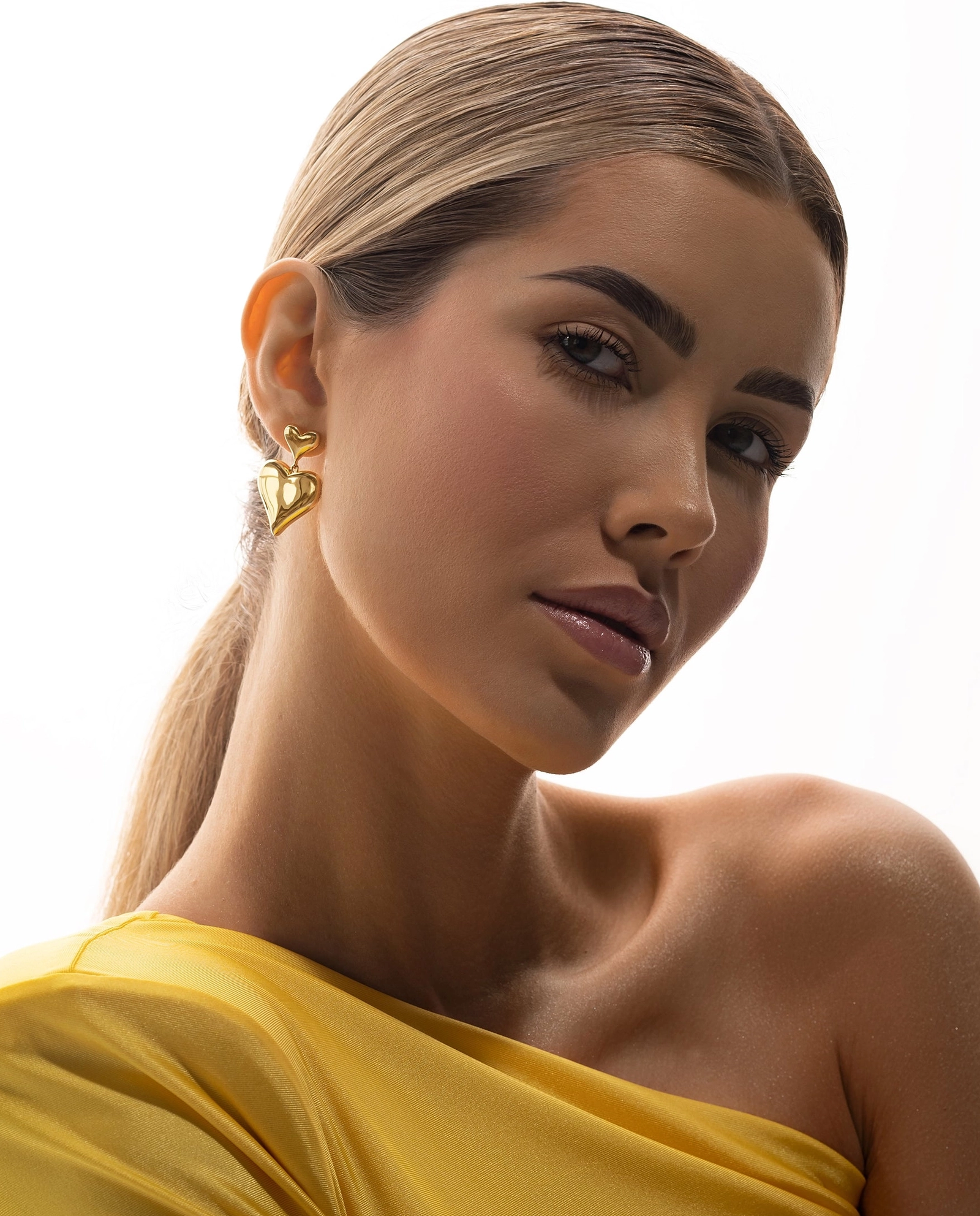 Kolczyki z podwójnym sercem ADORE GOLD - Image #2