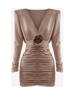 Złota mini sukienka drapowaniem PAD PAD - Image #4