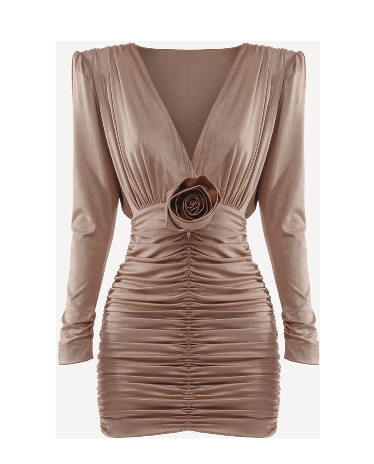 Złota mini sukienka drapowaniem PAD PAD - Image #4