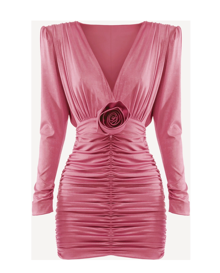 Różowa mini sukienka  drapowaniem PAD PAD - Image #5