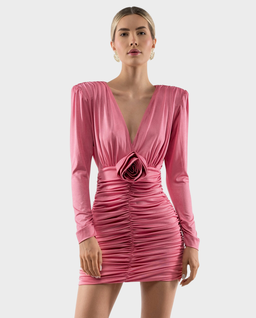Różowa mini sukienka  drapowaniem PAD PAD - Image #0