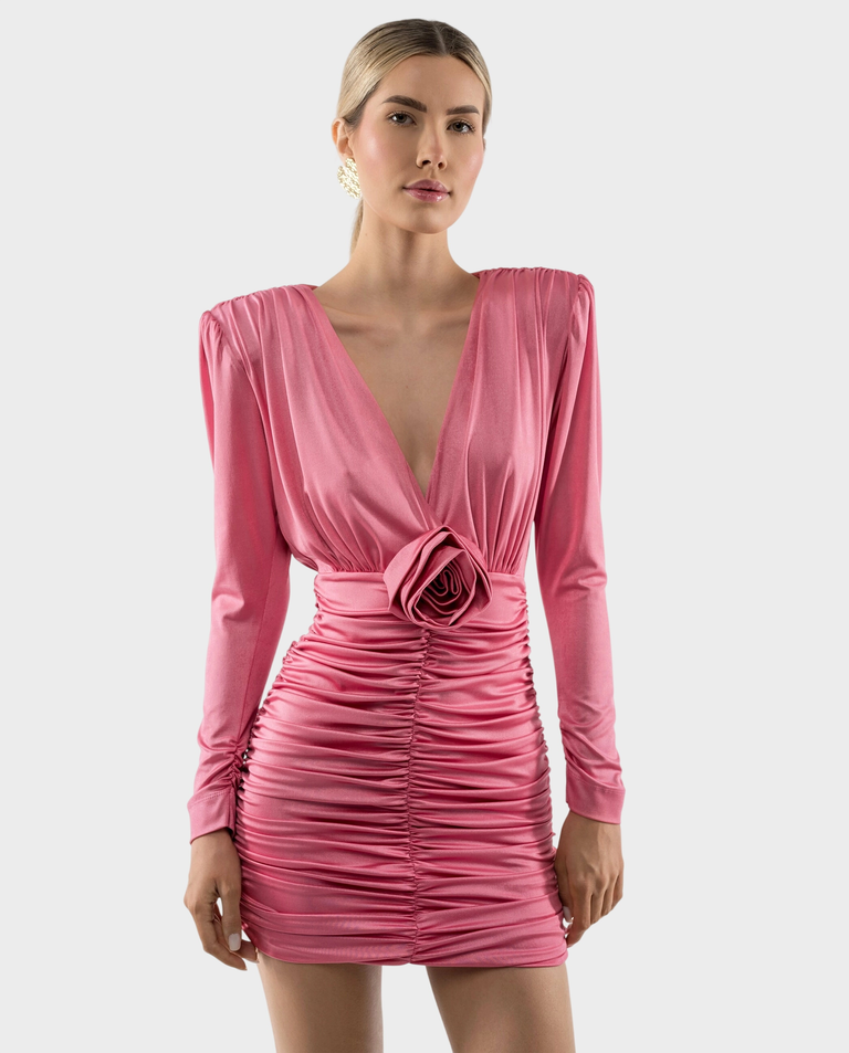 Różowa mini sukienka  drapowaniem PAD PAD - Image #2