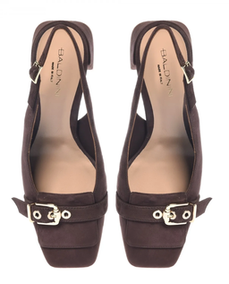 Czekoladowe czółenka z zamszu - Image #2