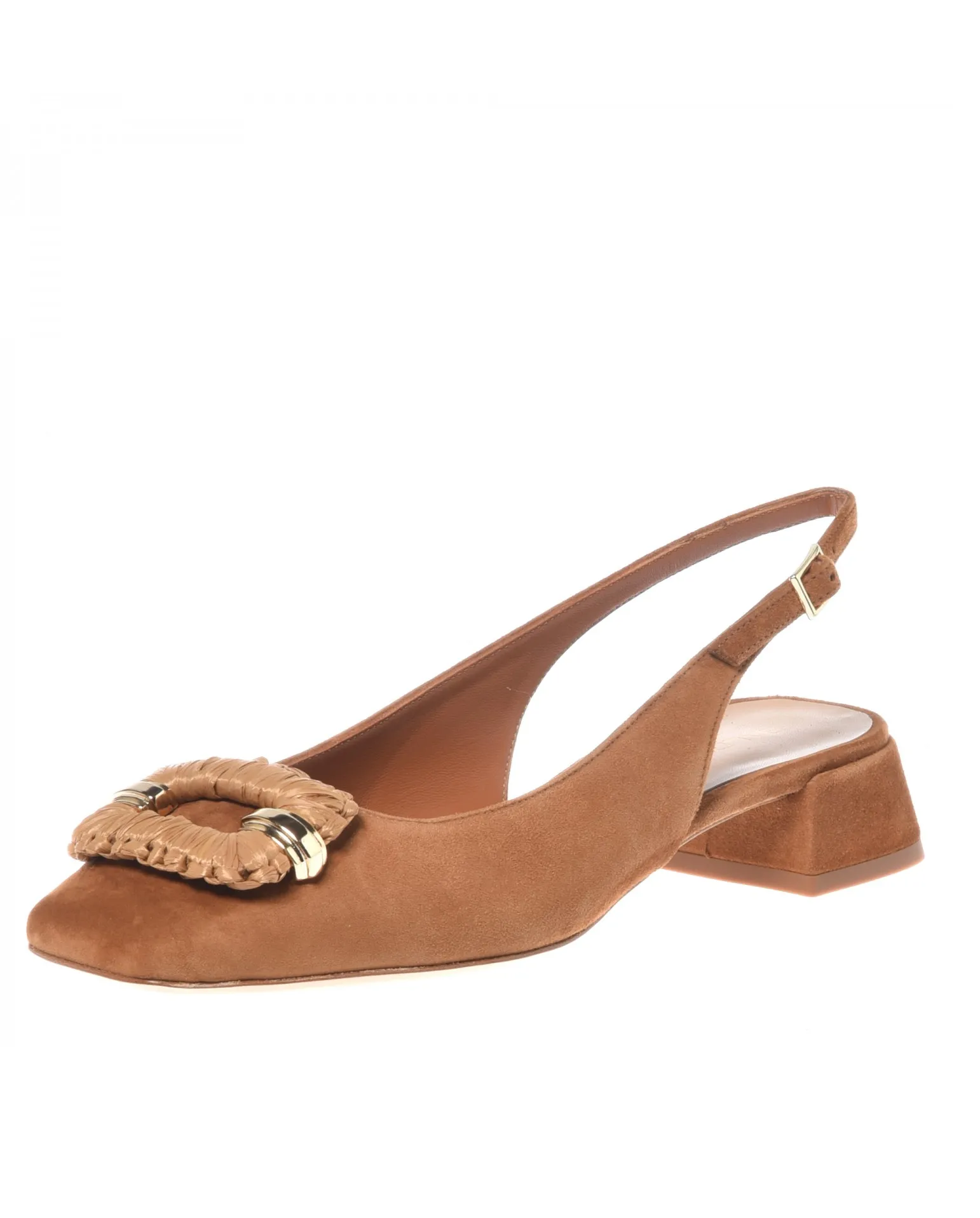 Zamszowe czółenka z odkrytą piętą - Image #3