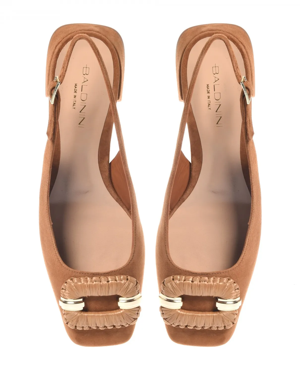 Zamszowe czółenka z odkrytą piętą - Image #2