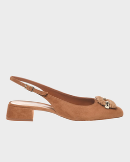 Zamszowe czółenka z odkrytą piętą - Image #0