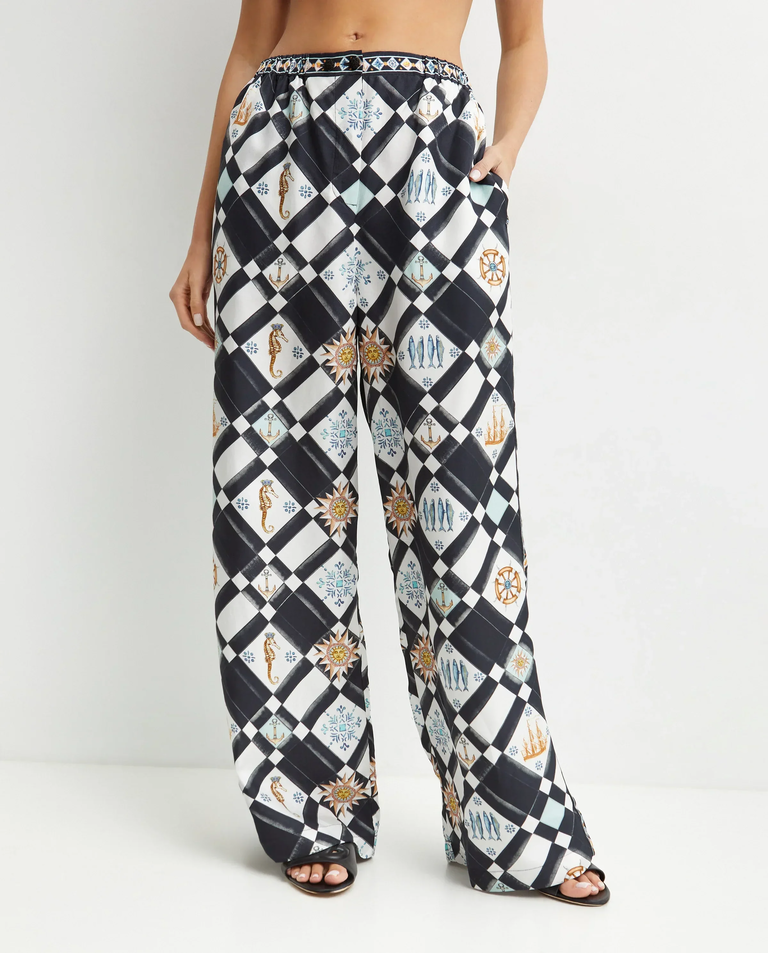 Jedwabne wzorzyste spodnie