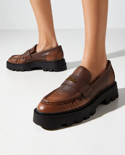 Brązowe skórzane mokasyny Frankie - Image #1