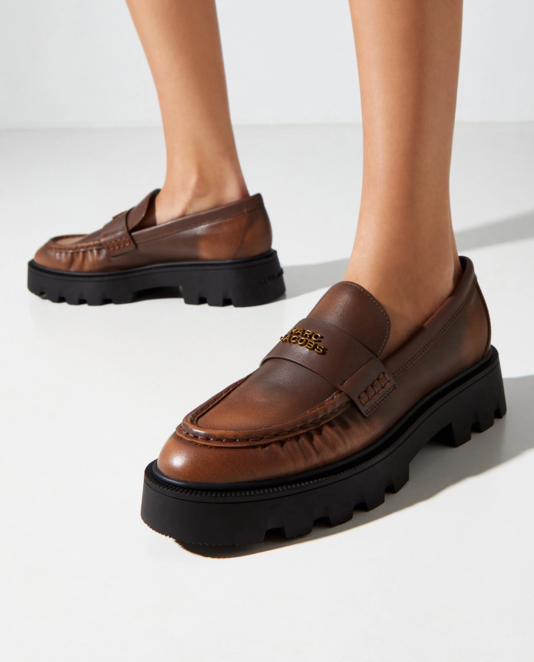 Brązowe skórzane mokasyny Frankie