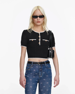 Czarny dzianinowy top - Image #0