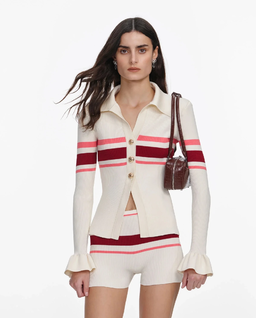 Kremowy prążkowany kardigan - Image #0