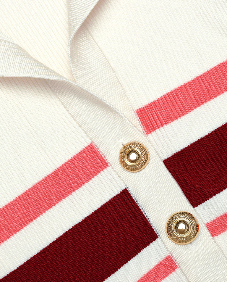 Kremowy prążkowany kardigan - Image #4