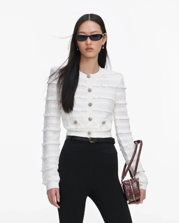 Biały kardigan z falbankami - Image #0