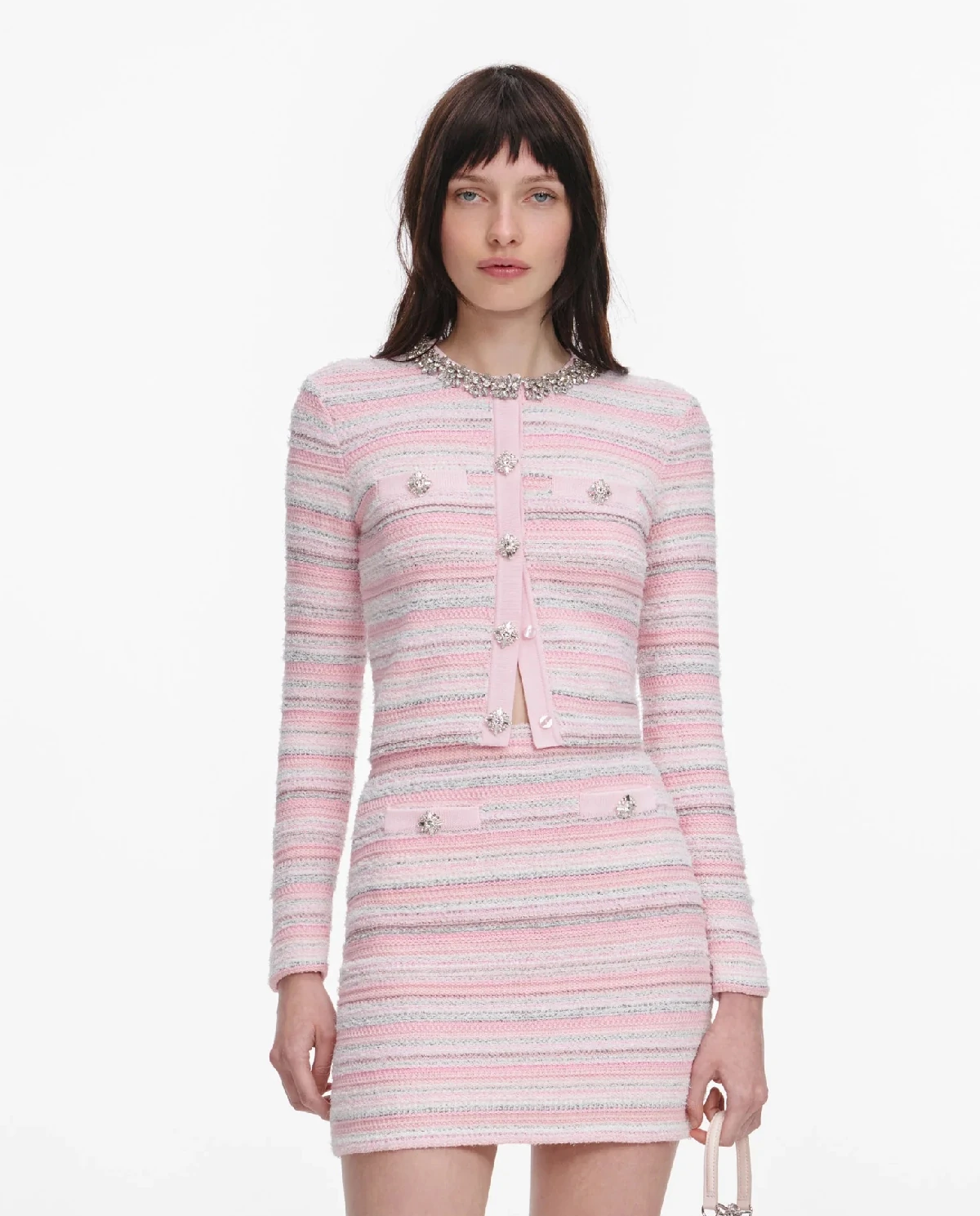 Różowy teksturowany kardigan - Image #0