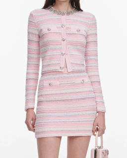 Różowy teksturowany kardigan - Image #3