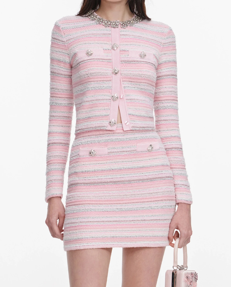 Różowy teksturowany kardigan - Image #3