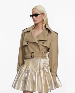 Beżowa krótka kurtka typu trencz - Image #0