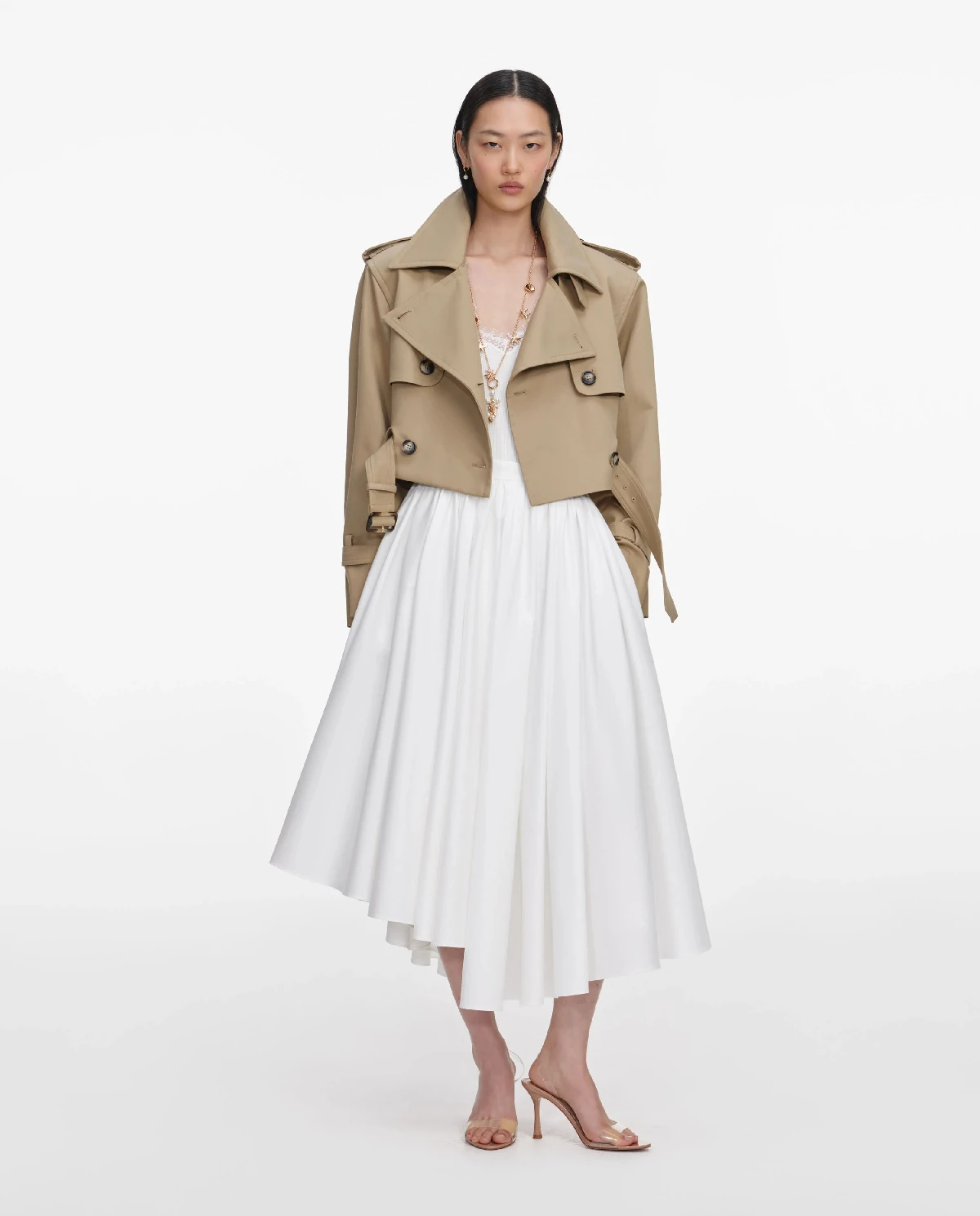 Beżowa krótka kurtka typu trencz - Image #2