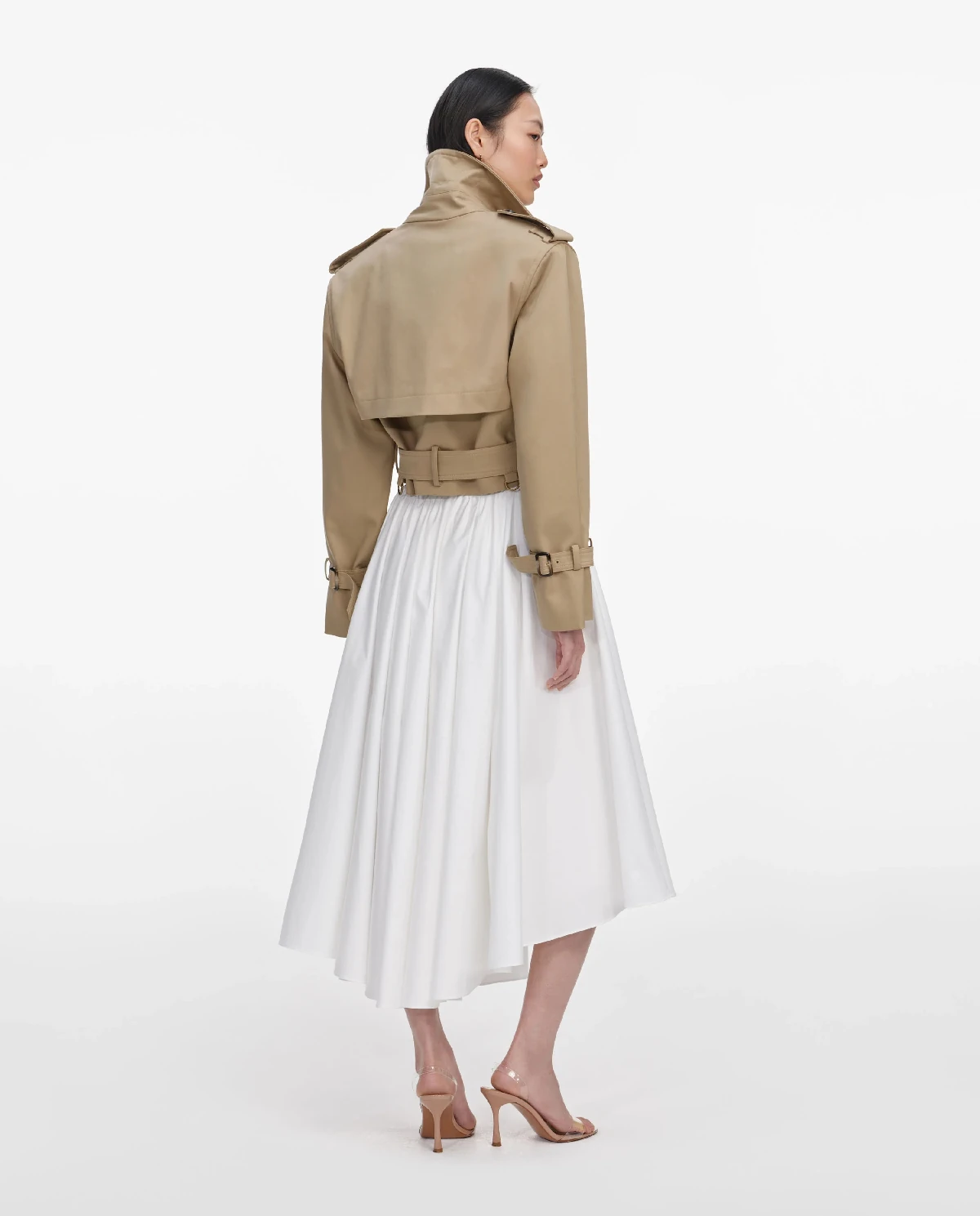 Beżowa krótka kurtka typu trencz - Image #4