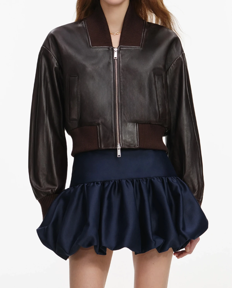 Brązowa skórzana kurtka - Image #3