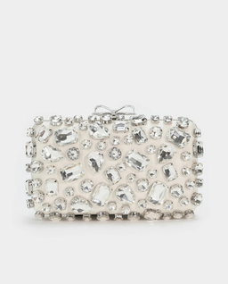 Kremowa kopertówka z kryształkami - Image #0