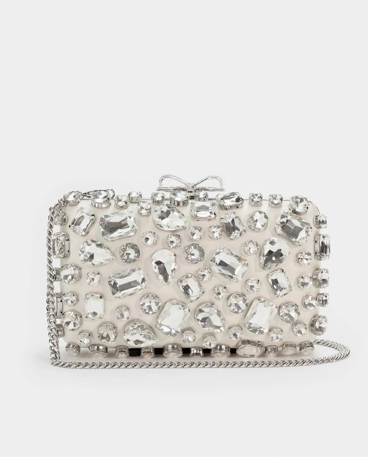 Kremowa kopertówka z kryształkami - Image #4