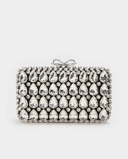 Czarna satynowa kopertówka z kryształkami - Image #0