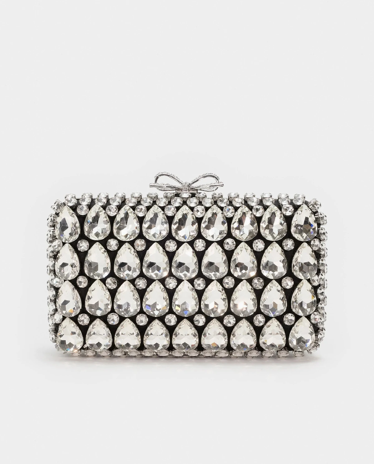 Czarna satynowa kopertówka z kryształkami