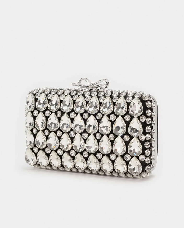 Czarna satynowa kopertówka z kryształkami