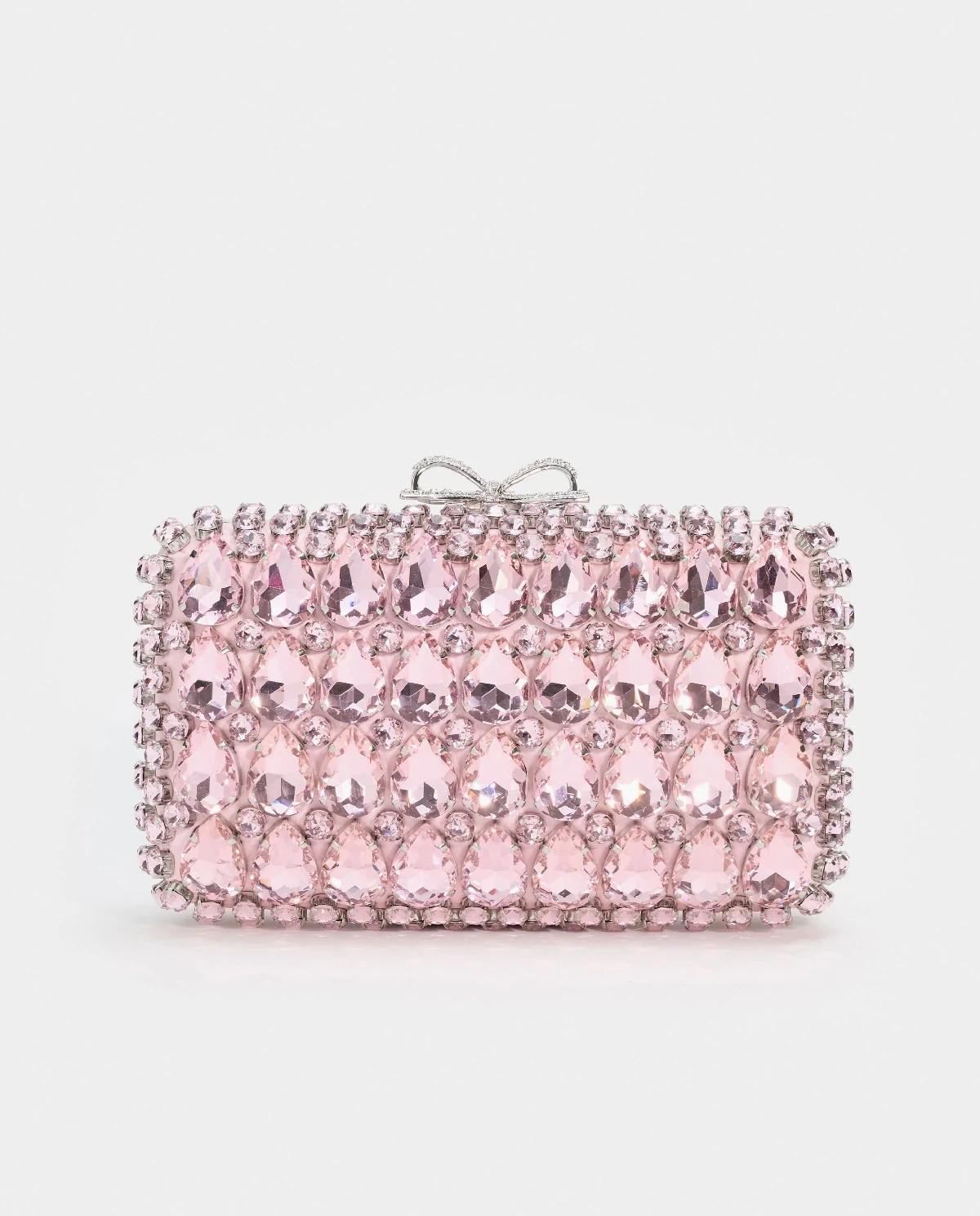 Różowa satynowa kopertówka z kryształkami - Image #0