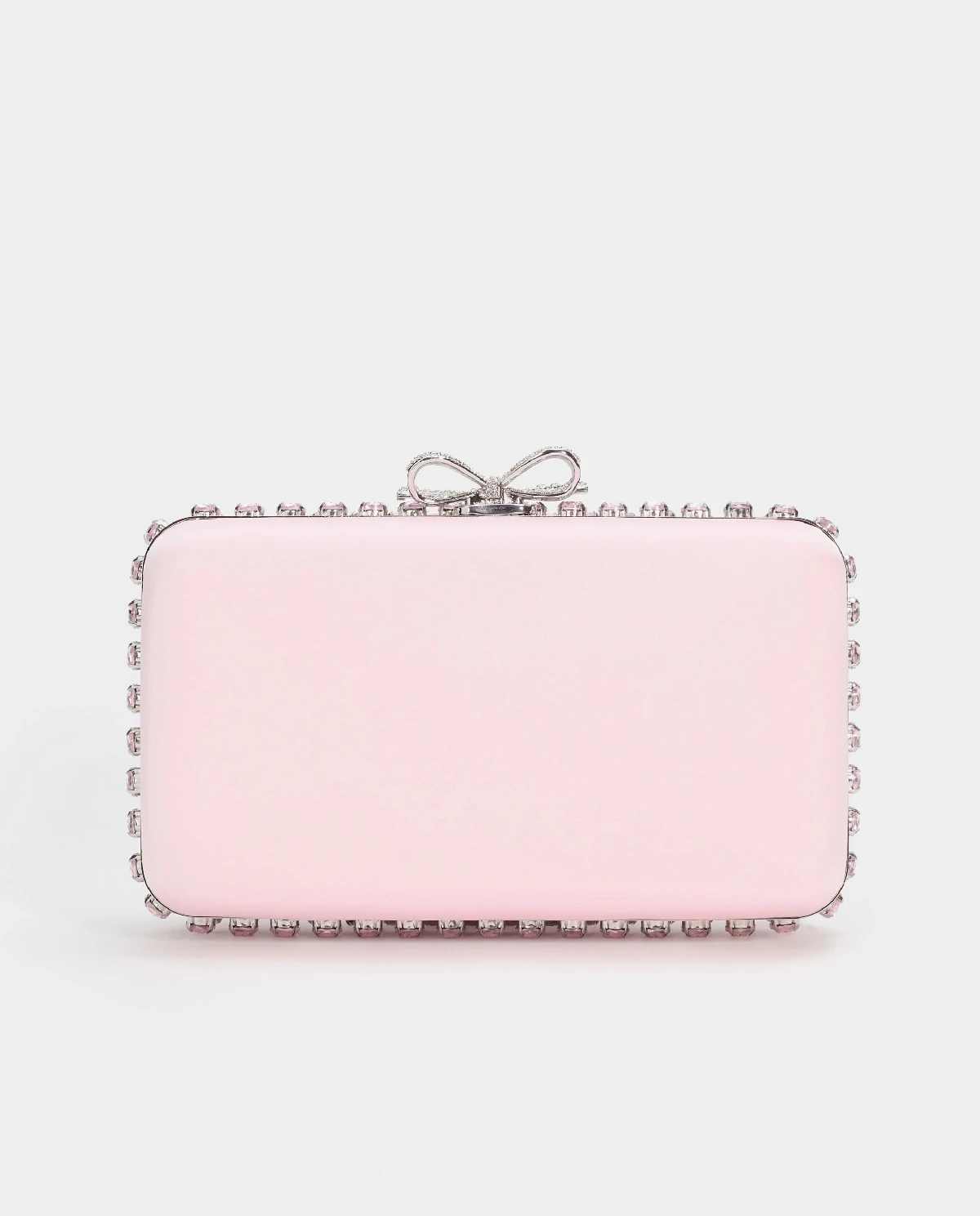 Różowa satynowa kopertówka z kryształkami - Image #2