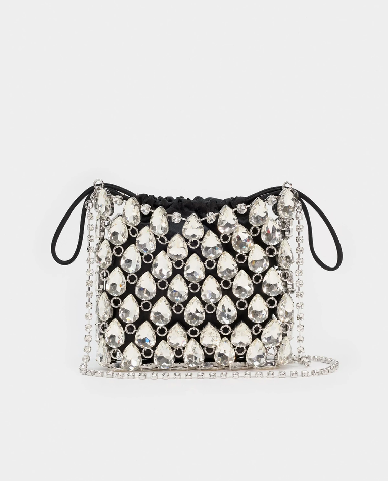 Srebrno-czarna kryształowa mini torebka - Image #2