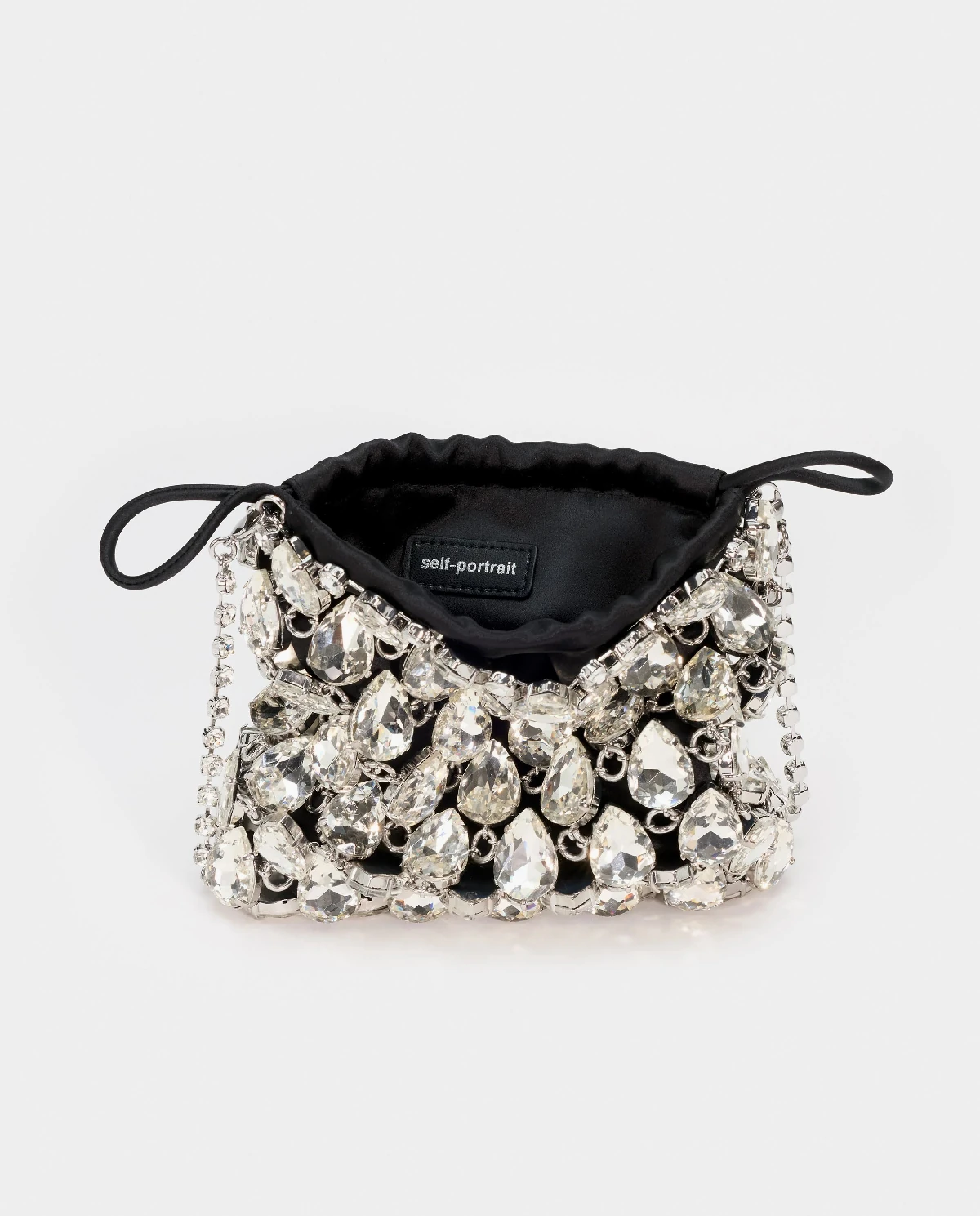 Srebrno-czarna kryształowa mini torebka - Image #3