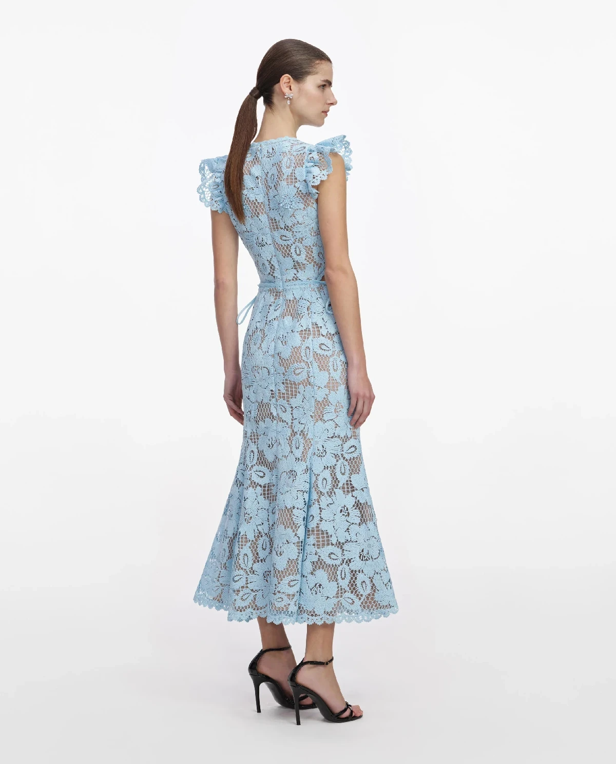 Jasnoniebieska koronkowa sukienka midi - Image #2