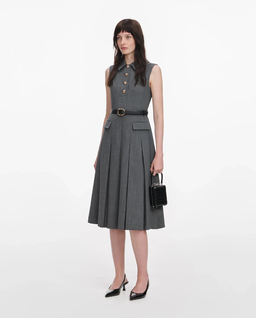 Szara plisowana sukienka midi - Image #1