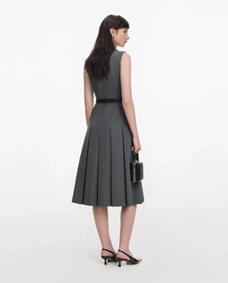 Szara plisowana sukienka midi - Image #2