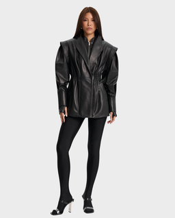 Skórzana kurtka z szerokimi ramionami Vera - Image #1