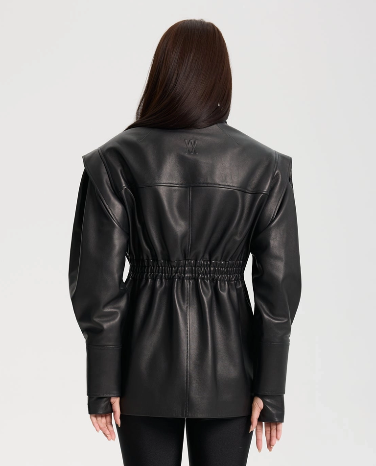 Skórzana kurtka z szerokimi ramionami Vera - Image #2