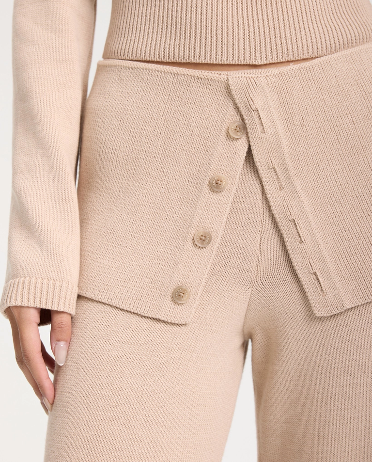 Beżowe spodnie z ozdobnym pasem Velmere - Image #4